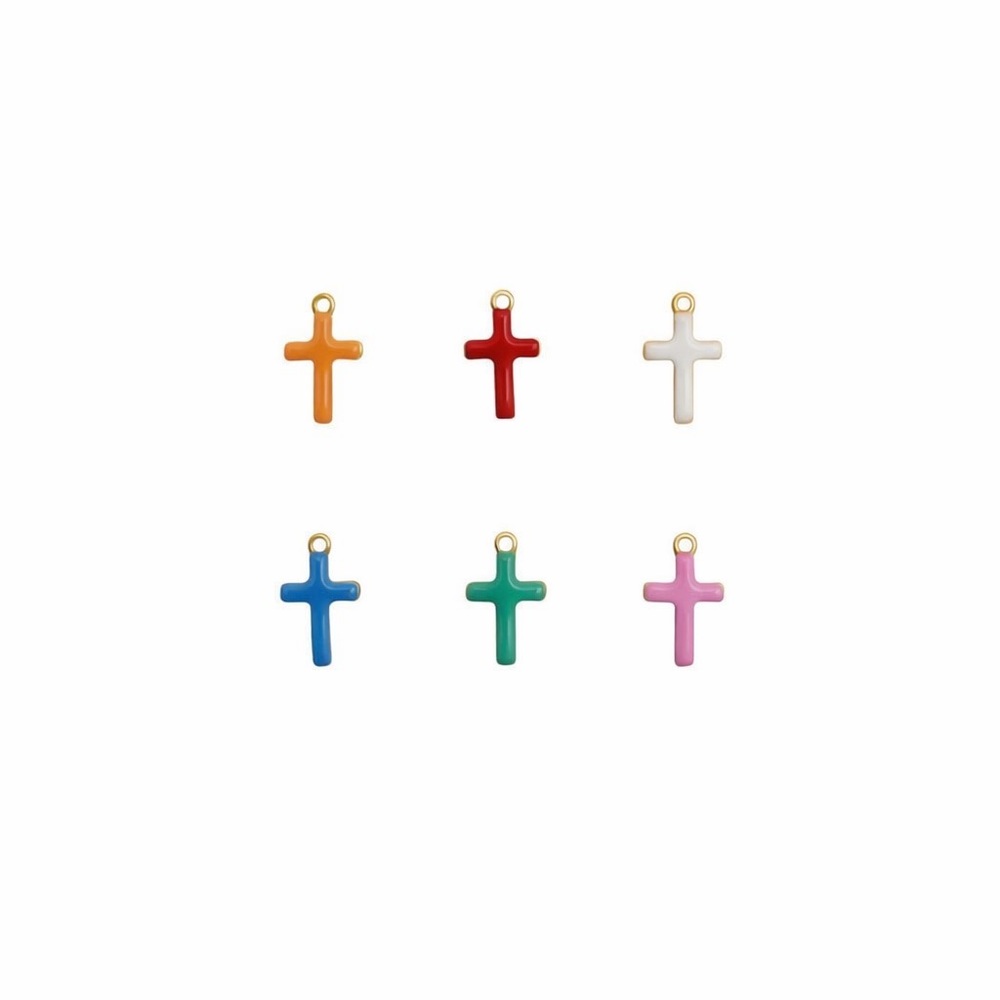 Enamel Cross Charm | Gold | Stainless Steel